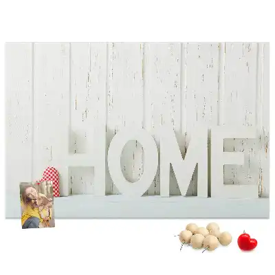 Kurk prikbord Typografie "home" voor de woonkamermuur