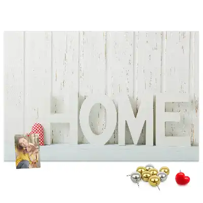 Kurk prikbord Typografie "home" voor de woonkamermuur