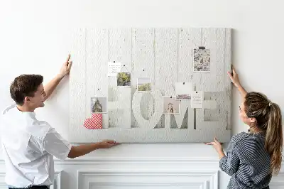 Kurk prikbord Typografie "home" voor de woonkamermuur