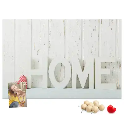 Kurk prikbord Typografie "home" voor de woonkamermuur