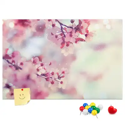 Kurken memobord met bloemenmotief lente