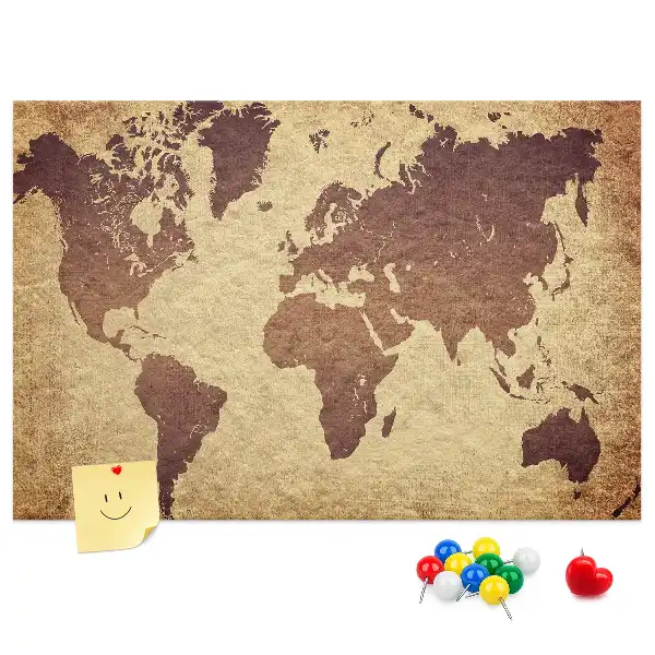 Kurk prikbord Wereld in oude cartografische stijl