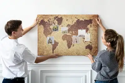Kurk prikbord Wereld in oude cartografische stijl