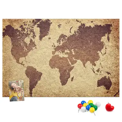 Kurk prikbord Wereld in oude cartografische stijl