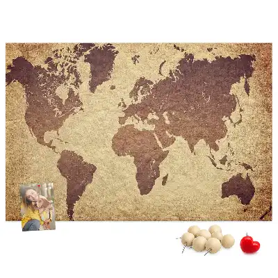 Kurk prikbord Wereld in oude cartografische stijl
