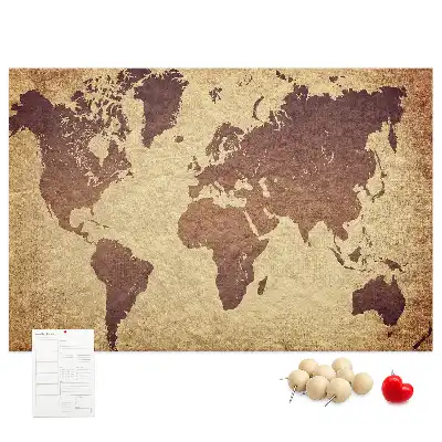 Kurk prikbord Wereld in oude cartografische stijl