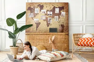 Kurk prikbord Wereld in oude cartografische stijl