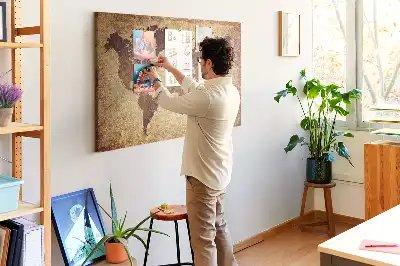 Kurk prikbord Wereld in oude cartografische stijl