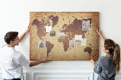 Kurk prikbord Wereld in oude cartografische stijl
