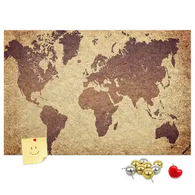 Kurk prikbord Wereld in oude cartografische stijl