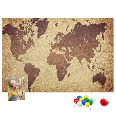 Kurk prikbord Wereld in oude cartografische stijl
