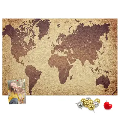 Kurk prikbord Wereld in oude cartografische stijl