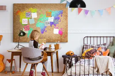 Memobord van kurk Continentale omtrek van de aarde