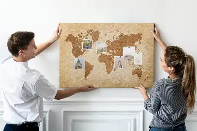 Memobord van kurk Wereldkaart in oude stijl