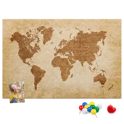 Memobord van kurk Wereldkaart in oude stijl