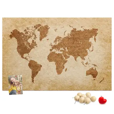 Memobord van kurk Wereldkaart in oude stijl