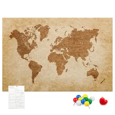 Memobord van kurk Wereldkaart in oude stijl