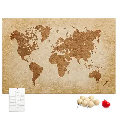 Memobord van kurk Wereldkaart in oude stijl