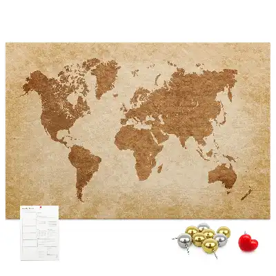 Memobord van kurk Wereldkaart in oude stijl