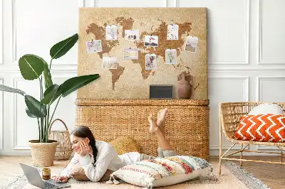 Memobord van kurk Wereldkaart in oude stijl