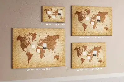 Memobord van kurk Wereldkaart in oude stijl