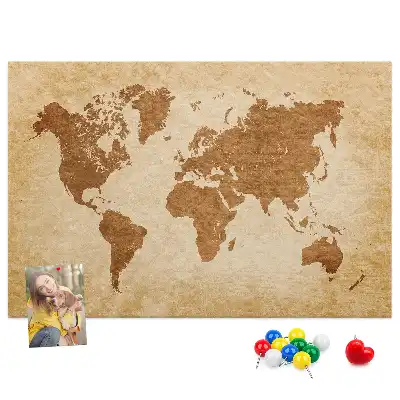 Memobord van kurk Wereldkaart in oude stijl