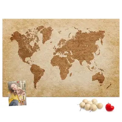 Memobord van kurk Wereldkaart in oude stijl