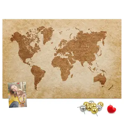 Memobord van kurk Wereldkaart in oude stijl