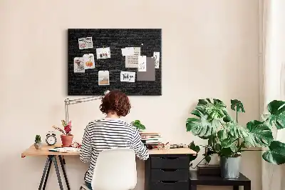 Memobord van kurk Donkere bakstenen muur