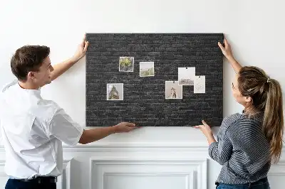 Memobord van kurk Donkere bakstenen muur