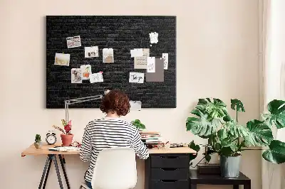 Memobord van kurk Donkere bakstenen muur