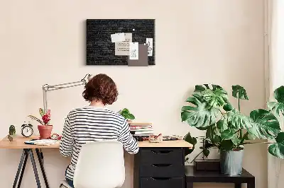Memobord van kurk Donkere bakstenen muur