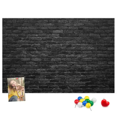 Memobord van kurk Donkere bakstenen muur