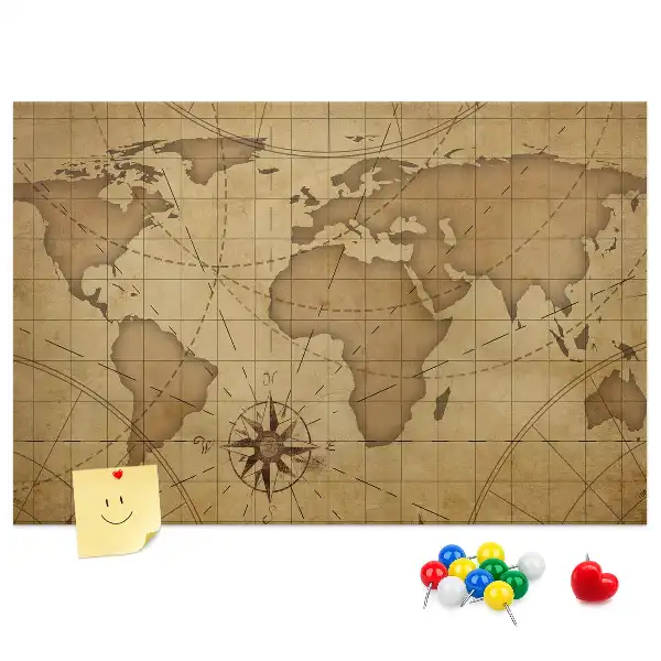 Kurk prikbord Vintage wereldkaart