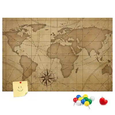 Kurk prikbord met vintage wereldkaart
