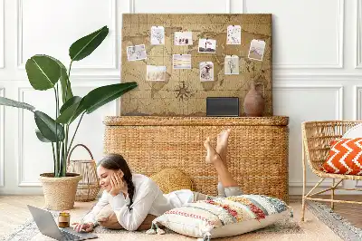 Kurk prikbord Vintage wereldkaart