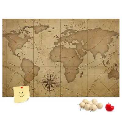Kurk prikbord Vintage wereldkaart