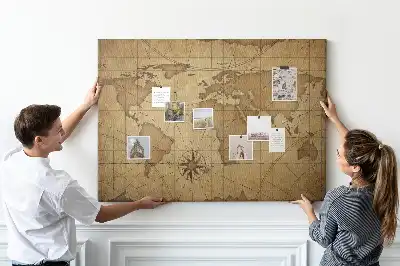 Kurk prikbord Vintage wereldkaart