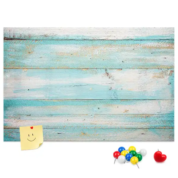 Memobord van kurk Blauwe planken