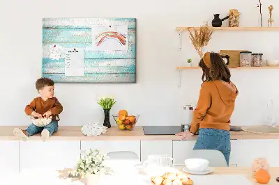 Memobord van kurk Blauwe planken