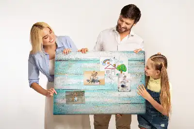Memobord van kurk Blauwe planken