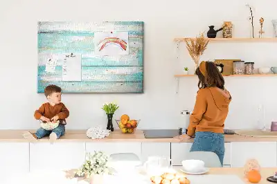 Memobord van kurk Blauwe planken