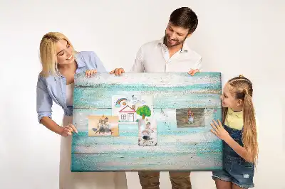 Memobord van kurk Blauwe planken