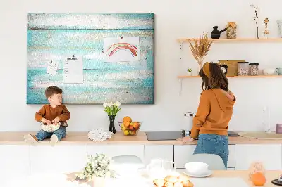 Memobord van kurk Blauwe planken
