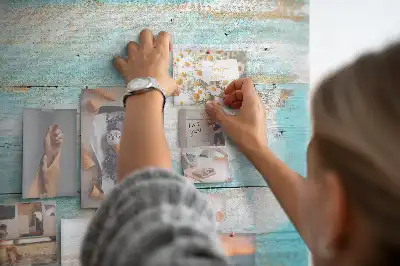 Memobord van kurk Blauwe planken