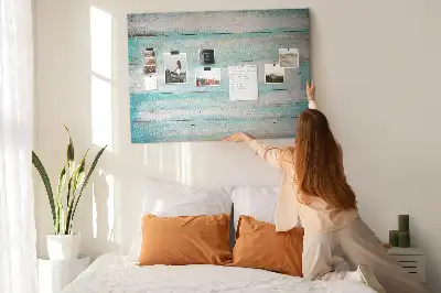 Memobord van kurk Blauwe planken