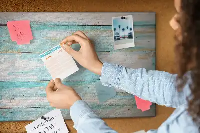 Memobord van kurk Blauwe planken