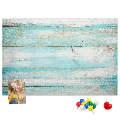 Memobord van kurk Blauwe planken