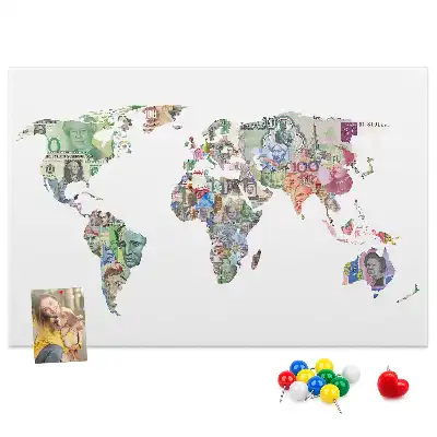 Memobord van kurk Schematische kaart van de wereldbol