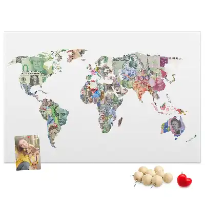 Memobord van kurk Schematische kaart van de wereldbol